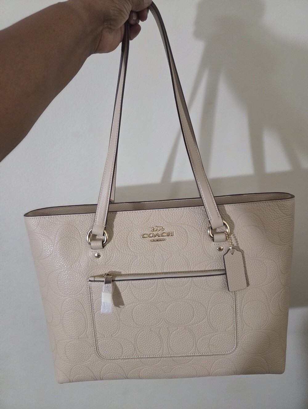 NWT Coach Signature Debossed Pebble Leather Gallery Station Tote